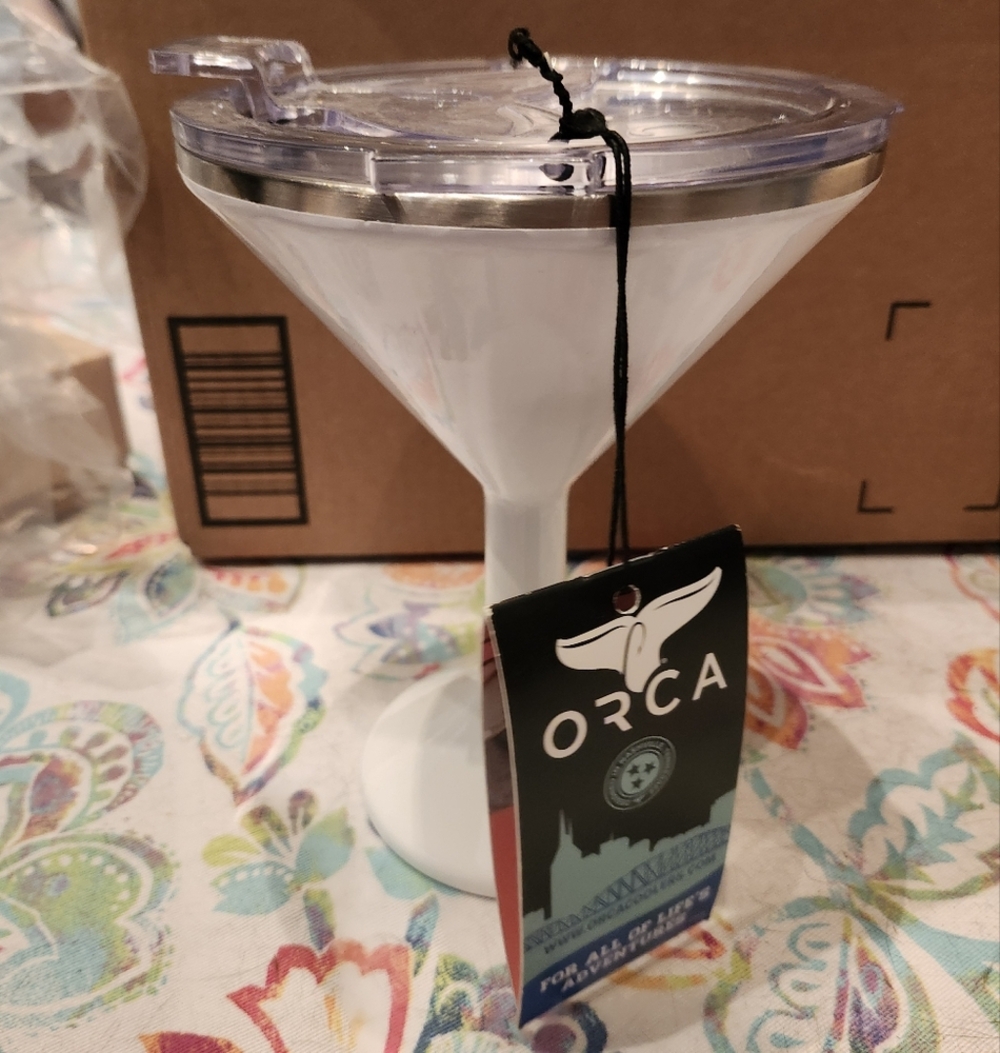 Orca Chasertini Pearl White Martini Glass NWT 8 Oz.